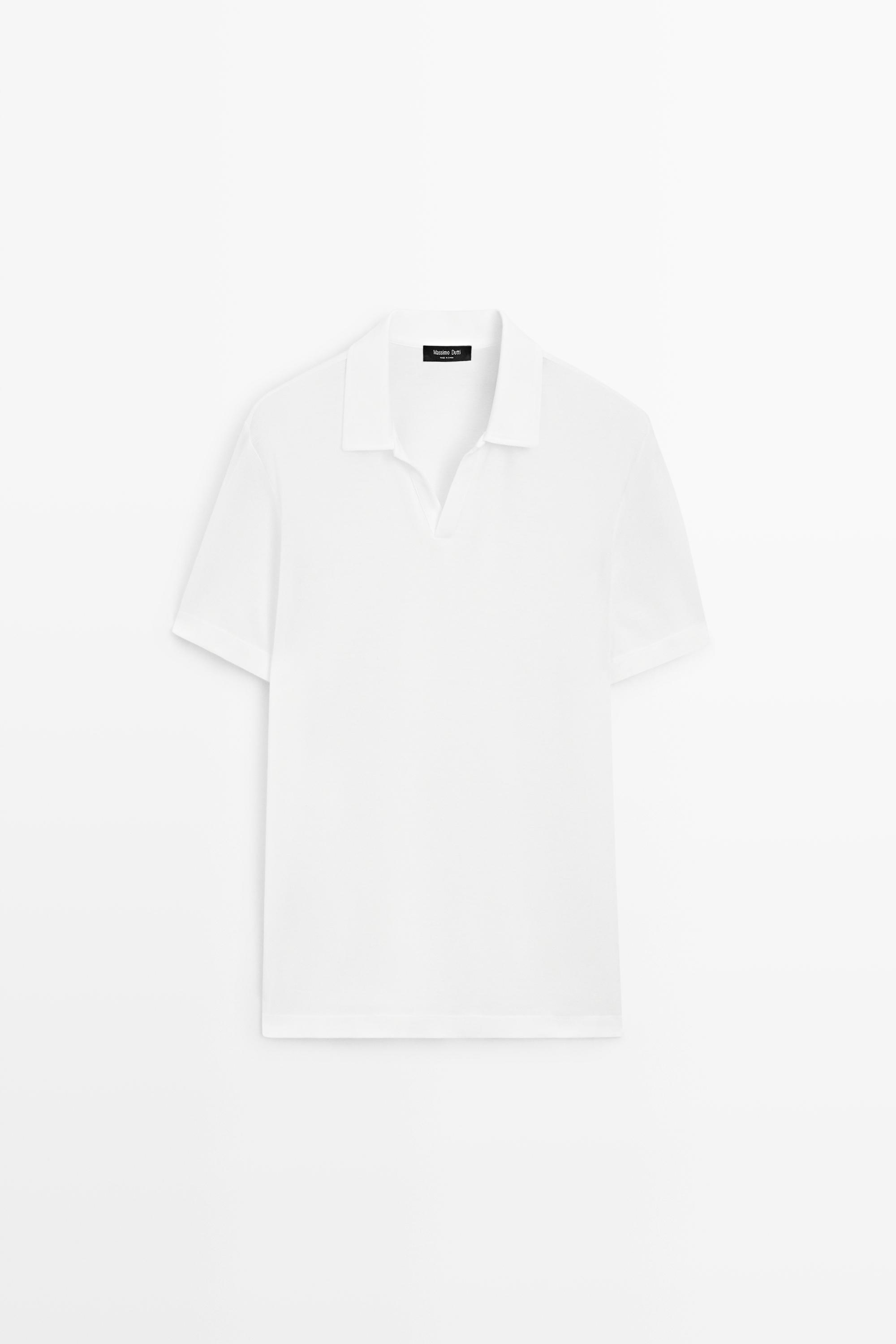 Polo piqué micro-texturé à col en V